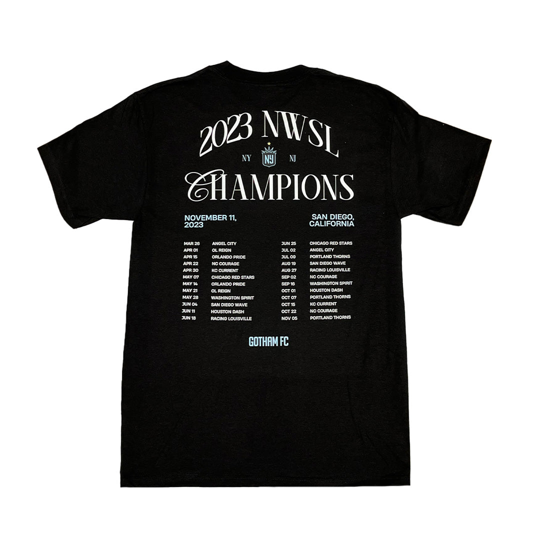GOTHAM FC CHAMPIONS ERA - Adult Short Sleeve Tee Shirt - Black - Gotham FC Shop