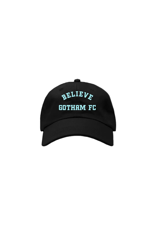Black hat with Ted Lasso's Believe slogan