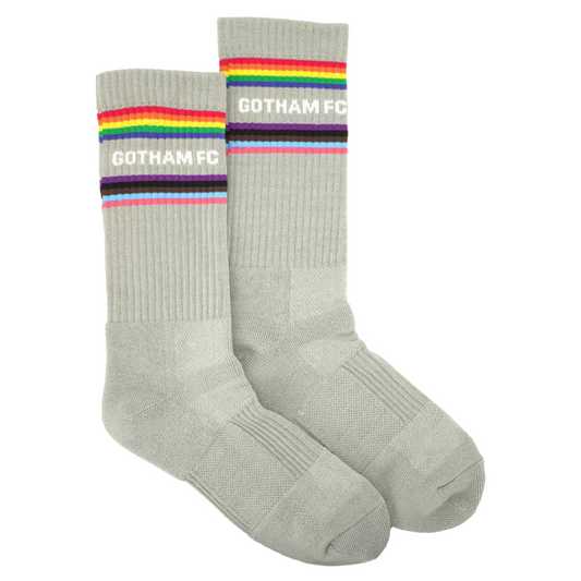 Gotham Rainbow Crew Socks - Grey - Gotham FC Shop